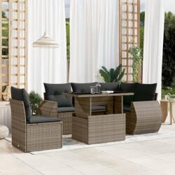 vidaXL 6 részes szürke polyrattan kerti ülőgarnitúra párnákkal (3268540)