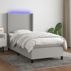 vidaXL világosszürke szövet rugós és LED-es ágy matraccal 90x200 cm (3138125)