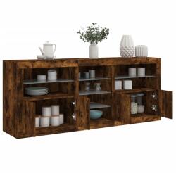 vidaXL füstös tölgy színű tálalószekrény LED-ekkel 181, 5x37x67 cm (3209041) - vidaxl
