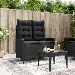 vidaXL fekete polyrattan dönthető kerti pad párnával (368236) - vidaxl