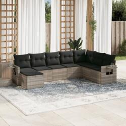 vidaXL 8 részes világosszürke polyrattan kerti ülőgarnitúra párnával (3252899)