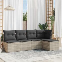 vidaXL 5 részes világosszürke polyrattan kerti ülőgarnitúra párnákkal (3217522) - vidaxl