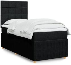 vidaXL fekete szövet rugós ágy matraccal 90x200 cm (3294241)