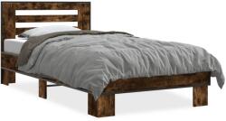 vidaXL füstös tölgyszínű szerelt fa és fém ágykeret 90 x 190 cm (846086) - vidaxl