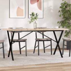 vidaXL tömör fenyőfa és acél étkezőasztal X-vázzal 140x80x75, 5 cm (3282764)