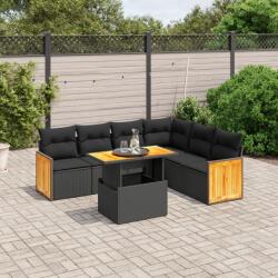 vidaXL 7 részes fekete polyrattan kerti ülőgarnitúra párnával (3273974)
