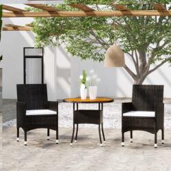 vidaXL 3 részes fekete polyrattan kerti étkezőgarnitúra (3058482)