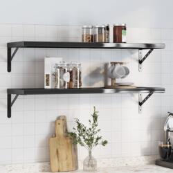 vidaXL 2 db fekete rozsdamentes acél fali polc 100 x 30 cm (3214512)