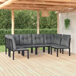 vidaXL 6 részes fekete és szürke polyrattan kerti ülőgarnitúra (3187738)