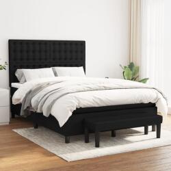 vidaXL fekete szövet rugós ágy matraccal 140 x 190 cm (3136911)