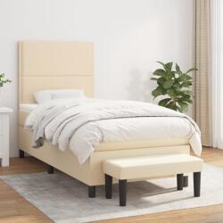 vidaXL krémszínű szövet rugós ágy matraccal 90 x 190 cm (3136482) - vidaxl