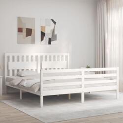 vidaXL fehér tömör fa ágykeret fejtámlával Super King Size (3194327)