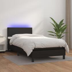 vidaXL fekete műbőr rugós ágy matraccal és LED-del 90x190 cm (3134075)