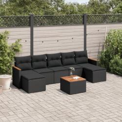 vidaXL 8 részes fekete polyrattan kerti ülőgarnitúra párnákkal (3258639)