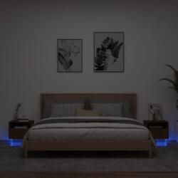 vidaXL 2 db barna tölgy színű éjjeliszekrény LED-ekkel 40 x 39 x 37 cm (836811)