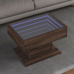 vidaXL barna tölgy szerelt fa dohányzóasztal LED-del 70 x 50 x 45 cm (847538) - vidaxl