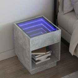 vidaXL betonszürke végtelen hatású LED-es éjjeliszekrény 40x40x50 cm (3284080)