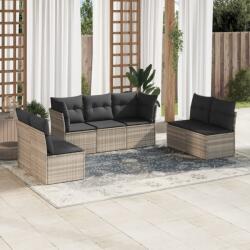 vidaXL 7 részes világosszürke polyrattan kerti ülőgarnitúra párnákkal (3217412)