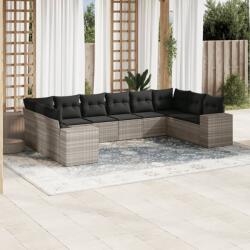 vidaXL 10 részes világosszürke polyrattan kerti ülőgarnitúra párnákkal (3223071)
