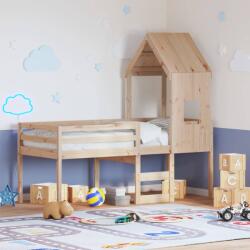 vidaXL tömör fenyőfa magasított ágy tetővel 80 x 200 cm (3282010)