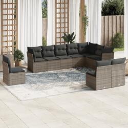 vidaXL 10 részes szürke polyrattan kerti ülőgarnitúra párnákkal (3217800)