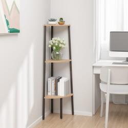 vidaXL 3 szintes világosbarna és fekete sarokpolc 45, 5 x 31, 5 x 120 cm (336388)