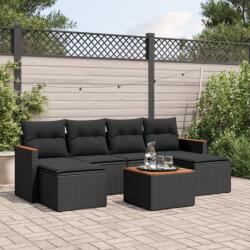 vidaXL 7 részes fekete polyrattan kerti ülőgarnitúra párnával (3226223)