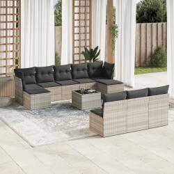 vidaXL 11 részes világosszürke polyrattan kerti ülőgarnitúra párnákkal (3250141)