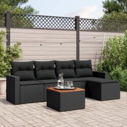 vidaXL 6 részes fekete polyrattan kerti ülőgarnitúra párnákkal (3256426)