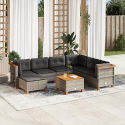 vidaXL 8 részes szürke polyrattan kerti ülőgarnitúra párnákkal (3261942)