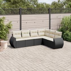 vidaXL 6 részes fekete polyrattan kerti ülőgarnitúra párnákkal (3221405)