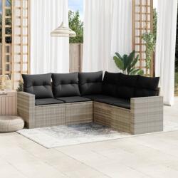 vidaXL 5 részes világosszürke polyrattan kerti ülőgarnitúra párnákkal (3218942)