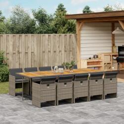 vidaXL 11 részes szürke polyrattan kerti ülőgarnitúra párnákkal (3210578)
