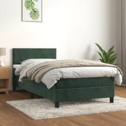 vidaXL sötétzöld bársony rugós ágy matraccal 90x190 cm (3141338)