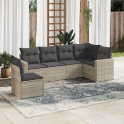 vidaXL 6 részes világosszürke polyrattan kerti ülőgarnitúra párnákkal (3219022)