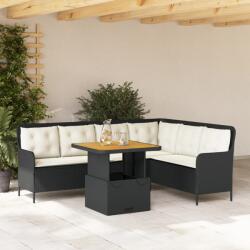 vidaXL 2 részes fekete polyrattan kerti ülőgarnitúra párnával (3262079)