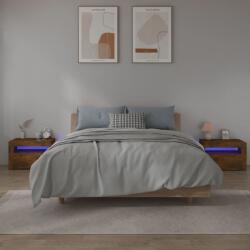 vidaXL 2 db füstös tölgy színű éjjeliszekrény LED-ekkel 60x35x40 cm (3144972)
