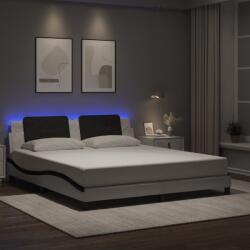 vidaXL fehér és fekete műbőr ágykeret LED-világítással 180 x 200 cm (3214130)