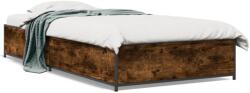 vidaXL füstös tölgyszínű szerelt fa és fém ágykeret 100 x 200 cm (845108)