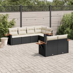 vidaXL 7 részes fekete polyrattan kerti ülőgarnitúra párnával (3259382)