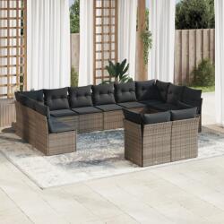 vidaXL 12 részes szürke polyrattan kerti ülőgarnitúra párnákkal (3218430)