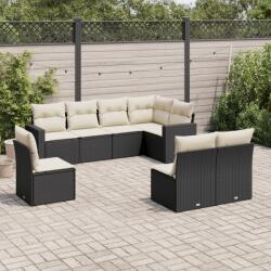 vidaXL 8 részes fekete polyrattan kerti ülőgarnitúra párnákkal (3219056)