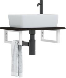 vidaXL acél és tömör tölgyfa falra szerelhető mosdópolc (3302580)