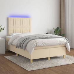 vidaXL krémszínű szövet rugós és LED-es ágy matraccal 120 x 200 cm (3135586)