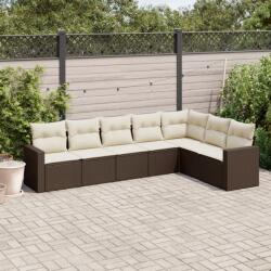 vidaXL 7 részes barna polyrattan kerti ülőgarnitúra párnákkal (3219043)