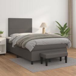 vidaXL szürke műbőr rugós ágy matraccal 120 x 200 cm (3137537)