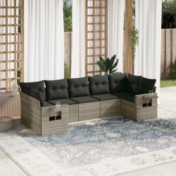 vidaXL 7 részes világosszürke polyrattan kerti ülőgarnitúra párnákkal (3252929)