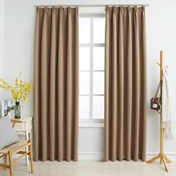 vidaXL 2 db tópszínű sötétítőfüggöny kampókkal 140 x 225 cm (134439)
