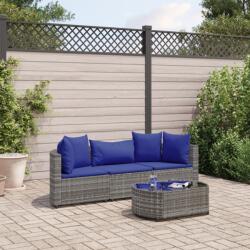 vidaXL 4 részes szürke polyrattan kerti ülőgarnitúra párnákkal (3308367) - vidaxl