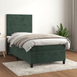 vidaXL sötétzöld bársony rugós ágy matraccal 100 x 200 cm (3143070)